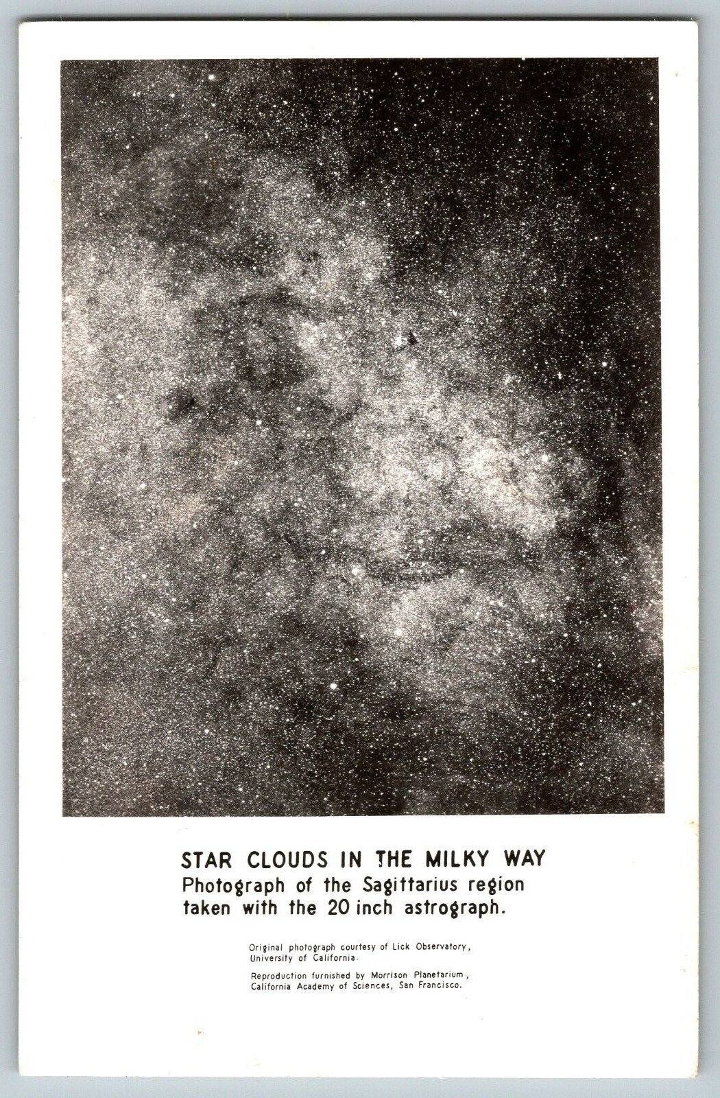 RPPC Vintage Postcard - Star Clouds in the Milky Way Photograph of Sagittarius
