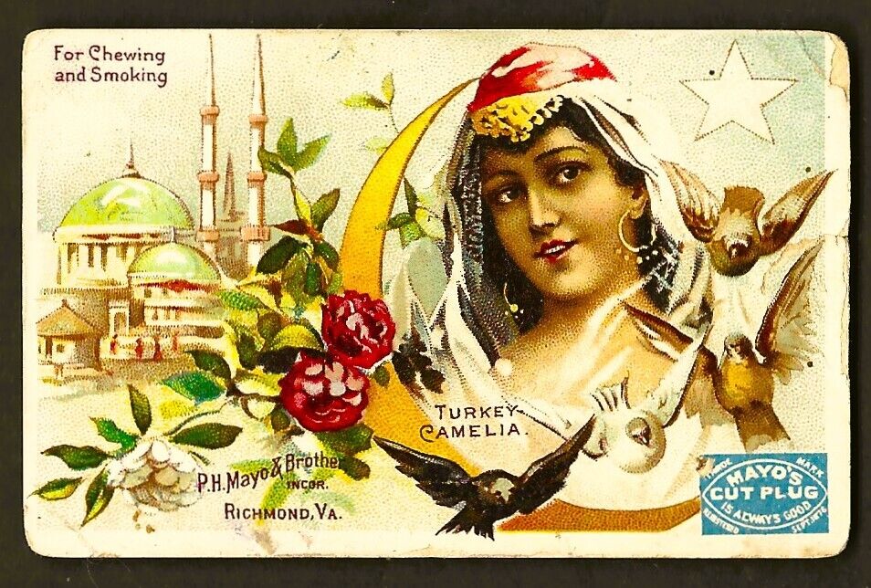 1891 TURKEY National FLOWER & Beautiful Woman TOBACCO Card MAYO N306