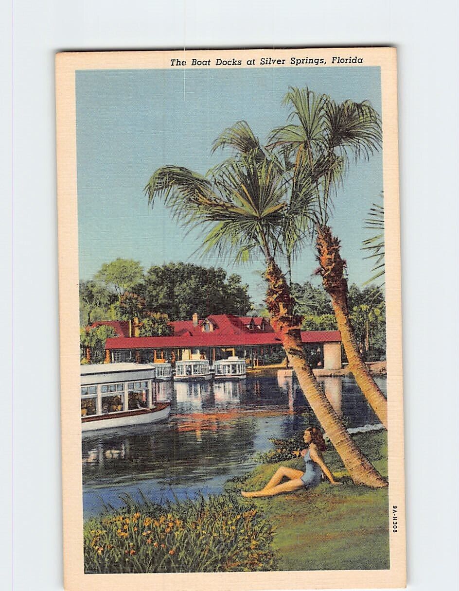 Postcard The Boat Docks at Silver Springs Florida USA