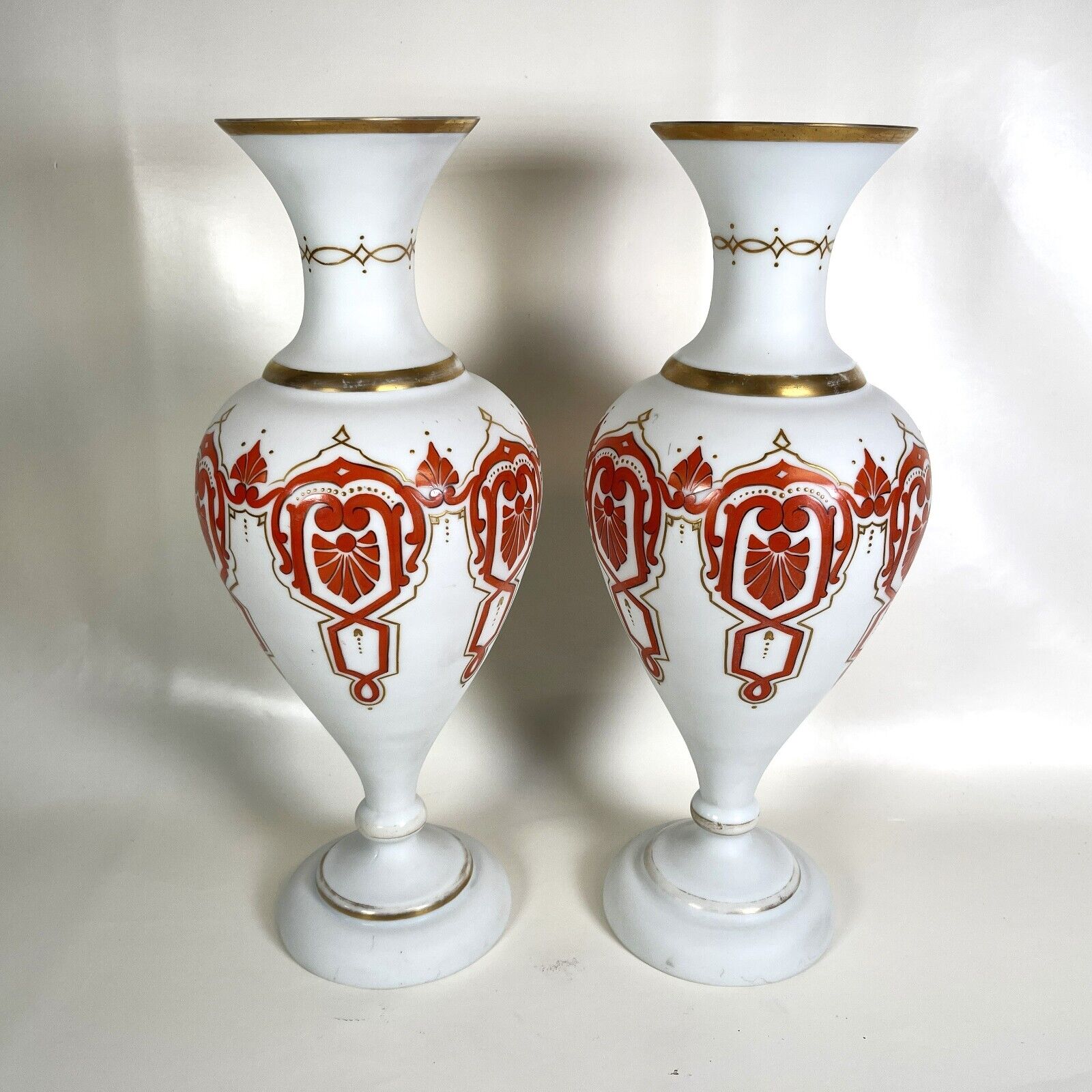 Tall Pair of Late 1800s Attributed Baccarat Glass Vases