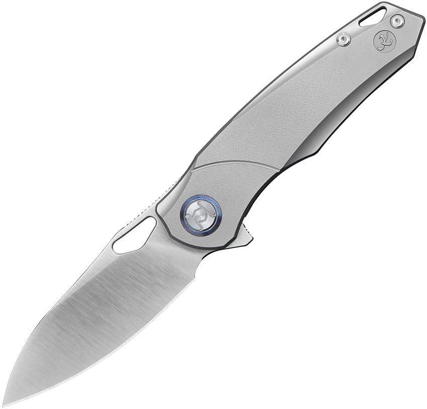 Kunwu Compact Folding Knife Gray Titanium Handle Elmax Plain Edge KUNK704C