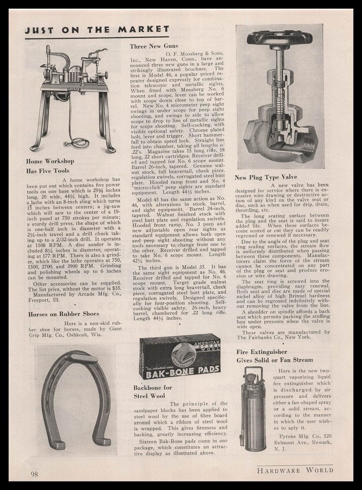1935 Arcade Mfg Freeport Illinois 5 Tool Home Workshop Article Vintage Print Ad