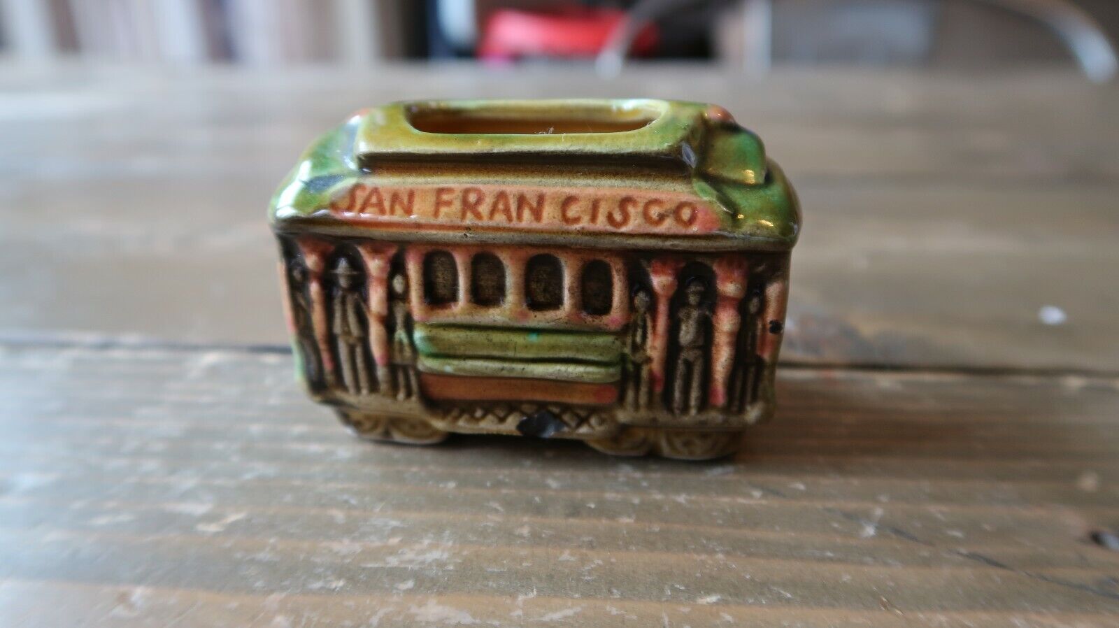 Vintage San Francisco California Toothpick Holder Vintage Cable Car Trinket 2.75
