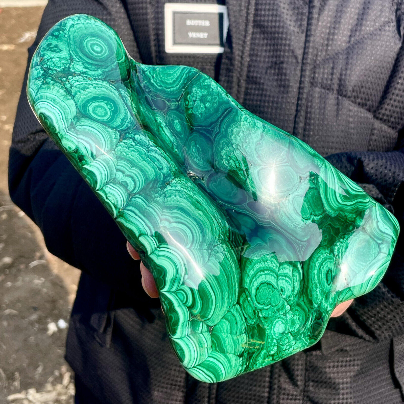 5.29LB Natural glossy Malachite transparent cluster rough mineral sample