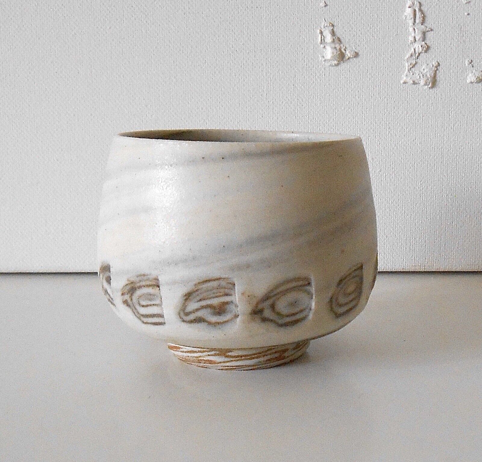 Yunomi  Pottery Tea Cup Handmade Nerikomi Clay Japanese Neriage Clay Art Tea Cup