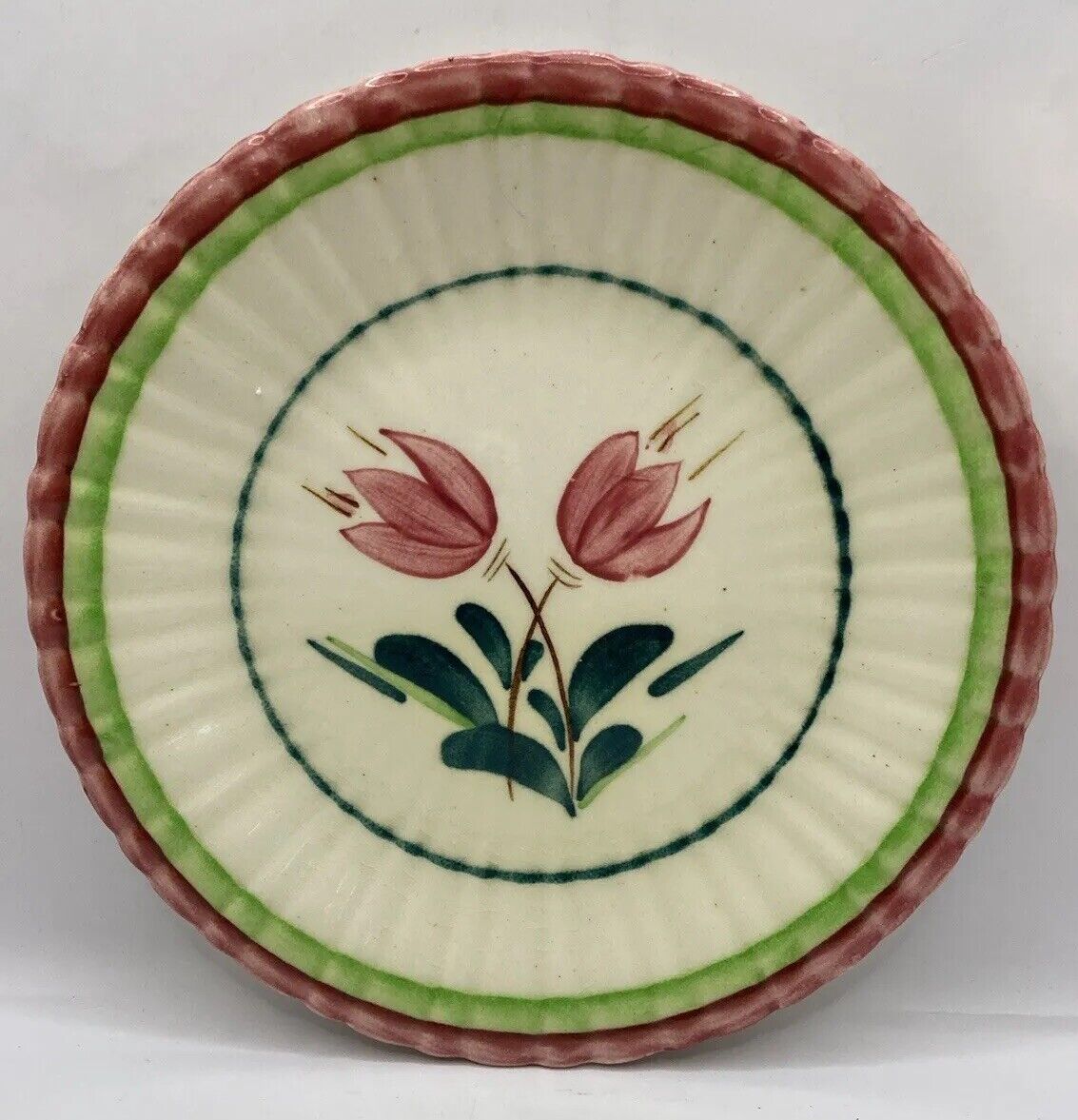 Vintage STANGL Signed And Numbered Pottery Salad Plate Floral Hand Painted  ~ 8\