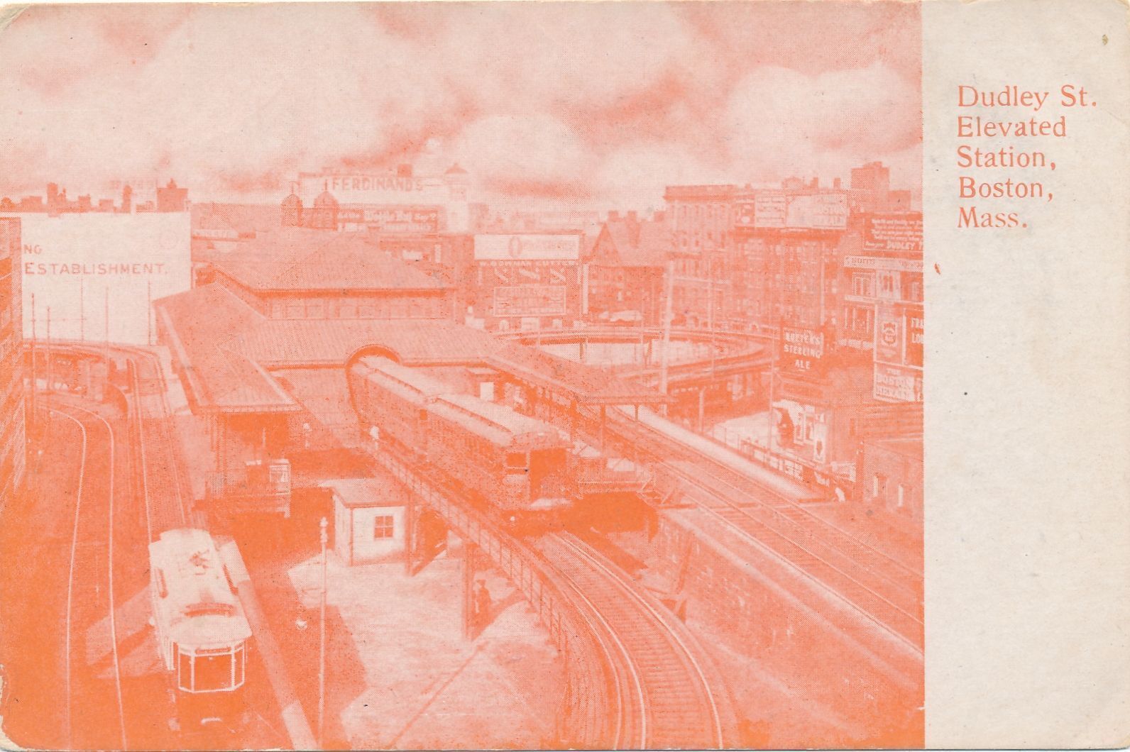 BOSTON MA - Dudley Street Elevated Station Postcard - udb (pre 1908)