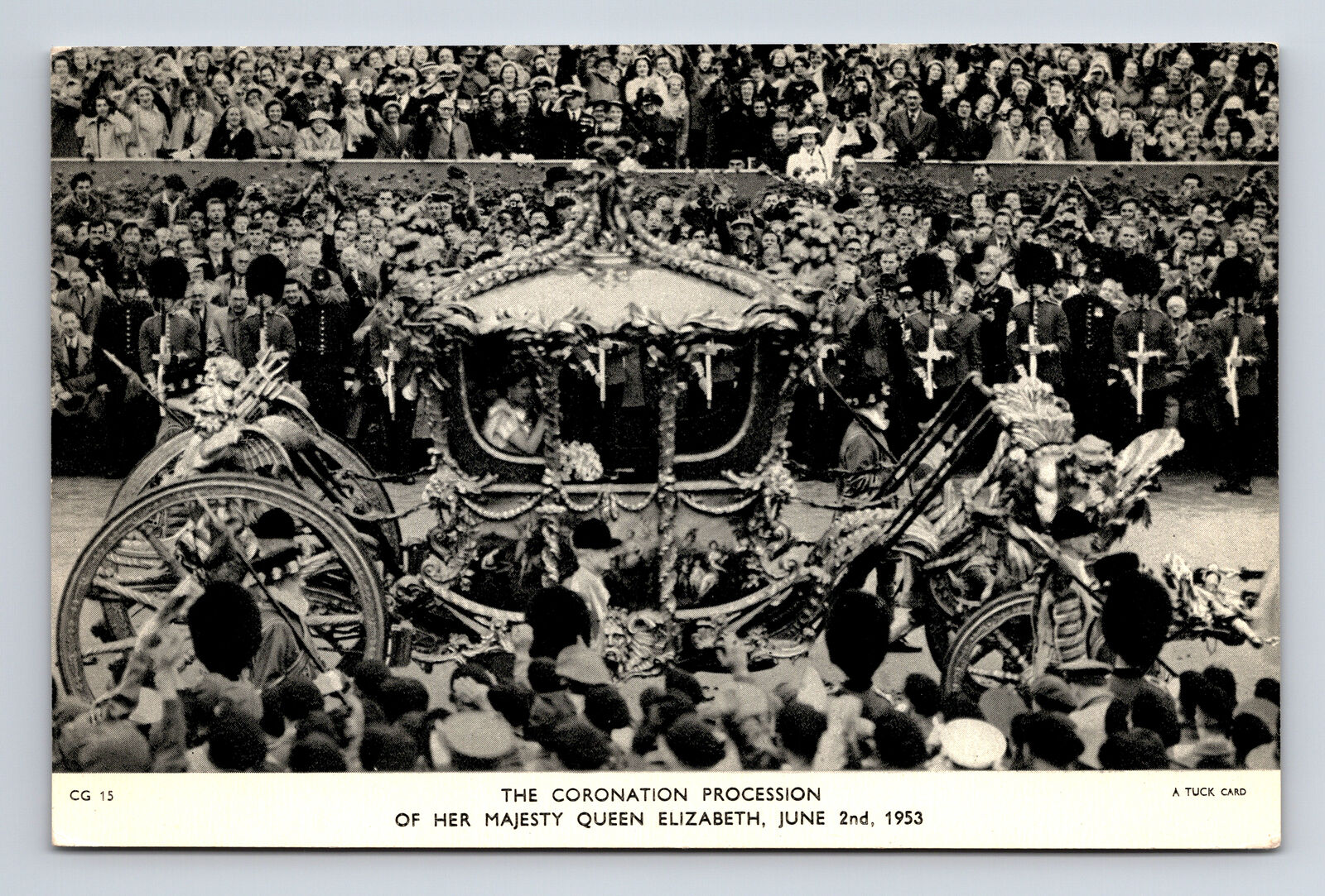 c1953 Tuck's Coronation Day Queen Elizabeth Carriage Postcard