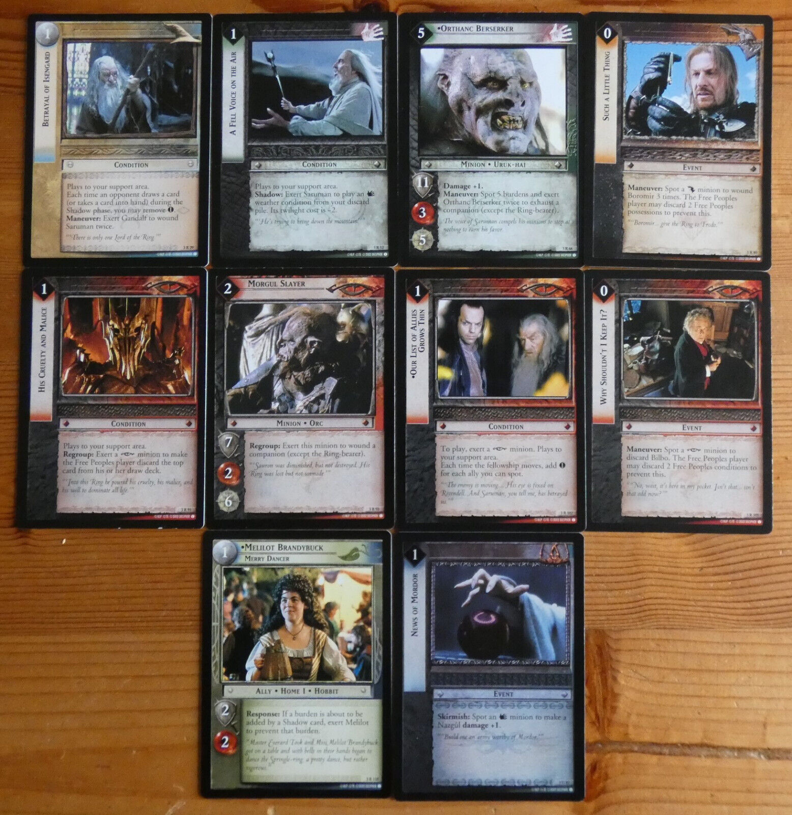 Lord o the Rings CCG Realms of the Elflords 9 x different Rares + 1 X Rare Foil