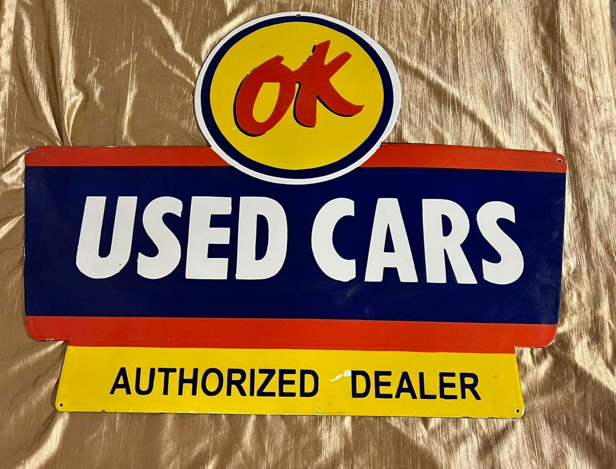 Porcelain USED OK CARS Enamel Sign Size 36X28 Inches