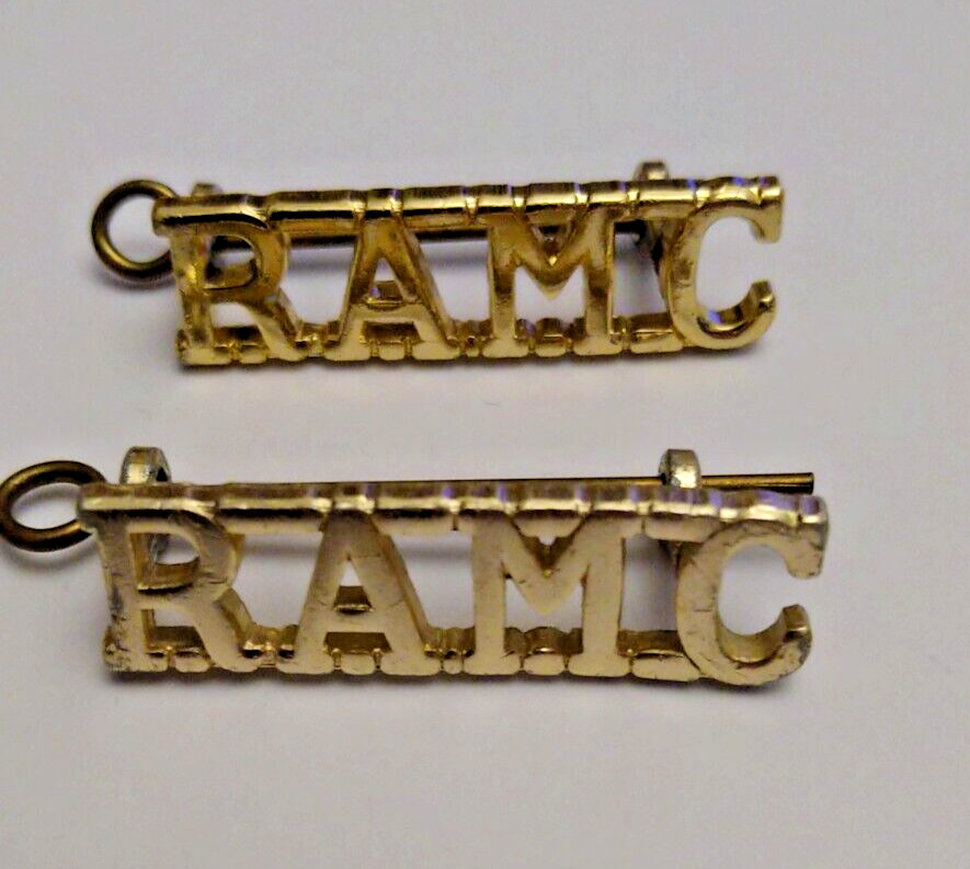 RAMC Royal British Army Medical Corps Uniform Shoulder Title Badges X2 Pair