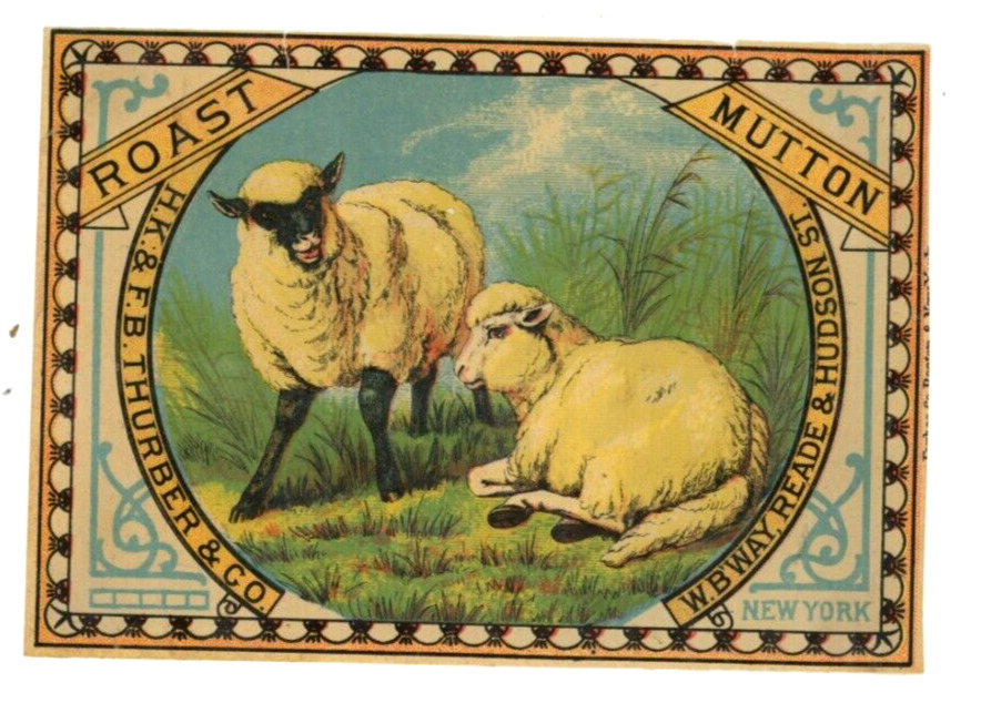 1870s-80s Thurber Can Label Roast Mutton #6M