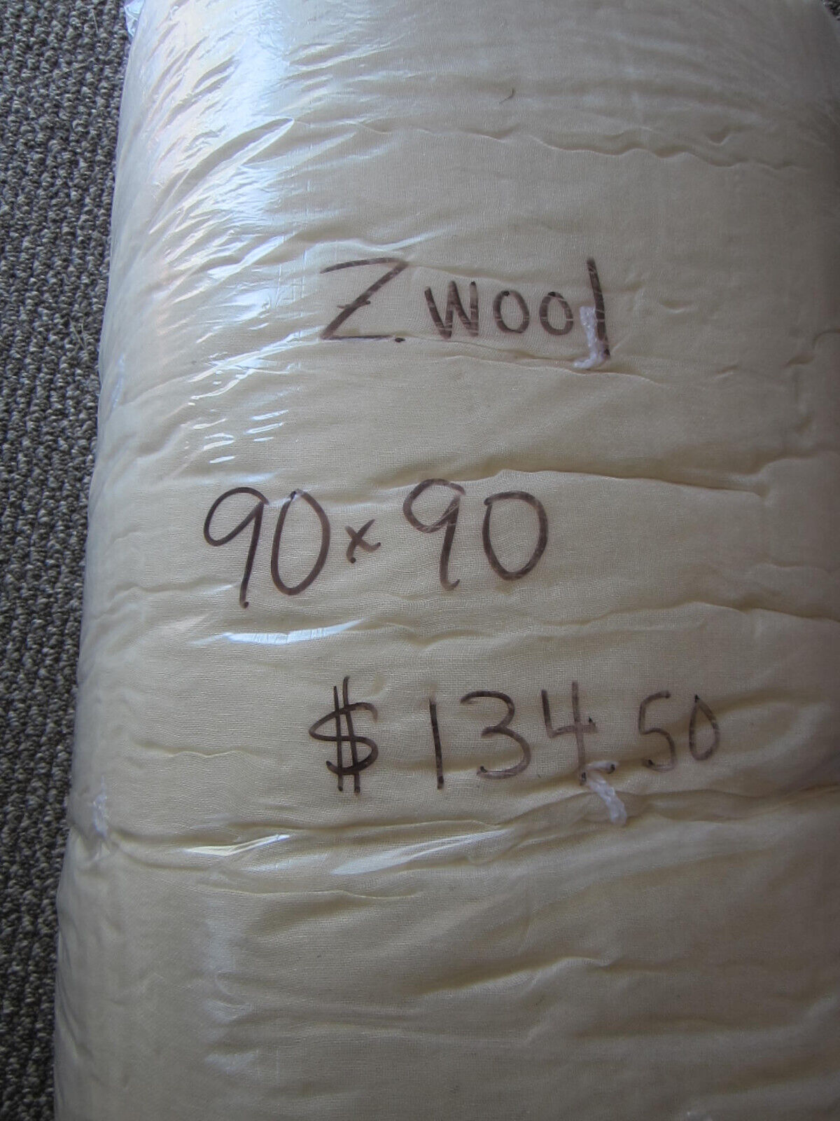 VTG 90s Wool Batting Queen Size Zelinger Wool Co Michigan  90 x 90\