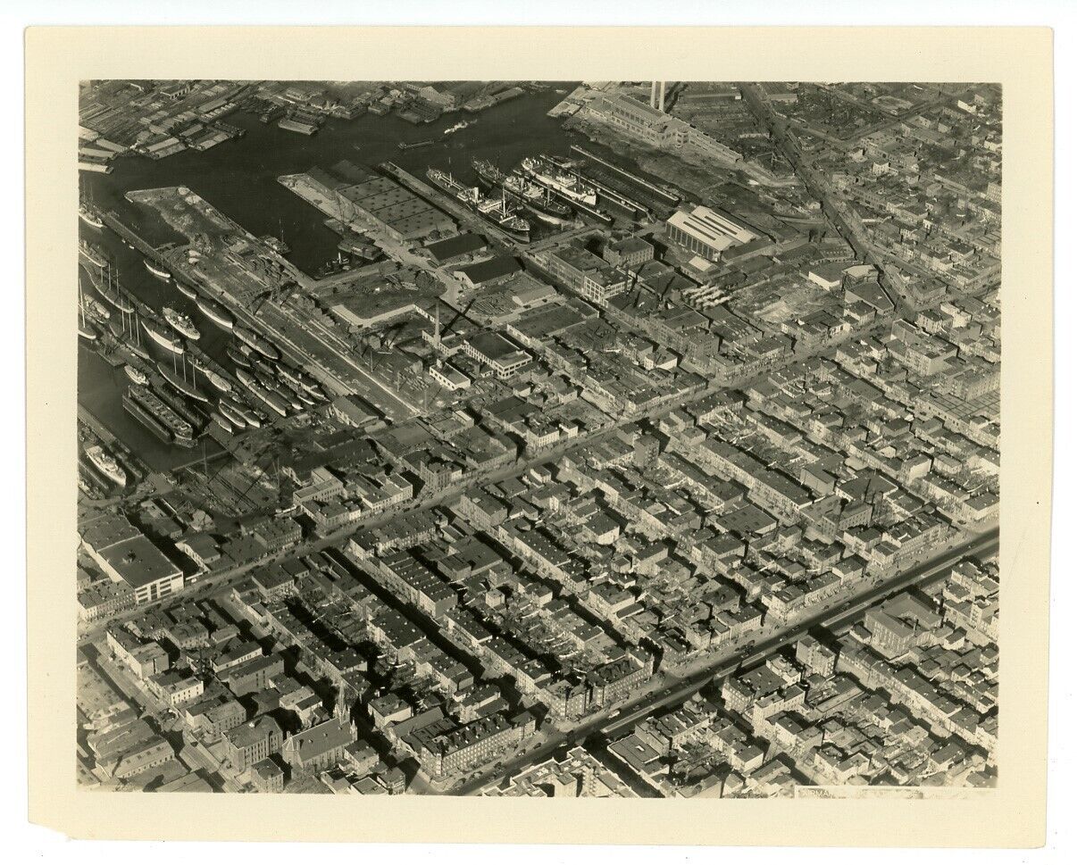 1920s NEW YORK CITY original aerial photo BROOKLYN Gowanus Canal