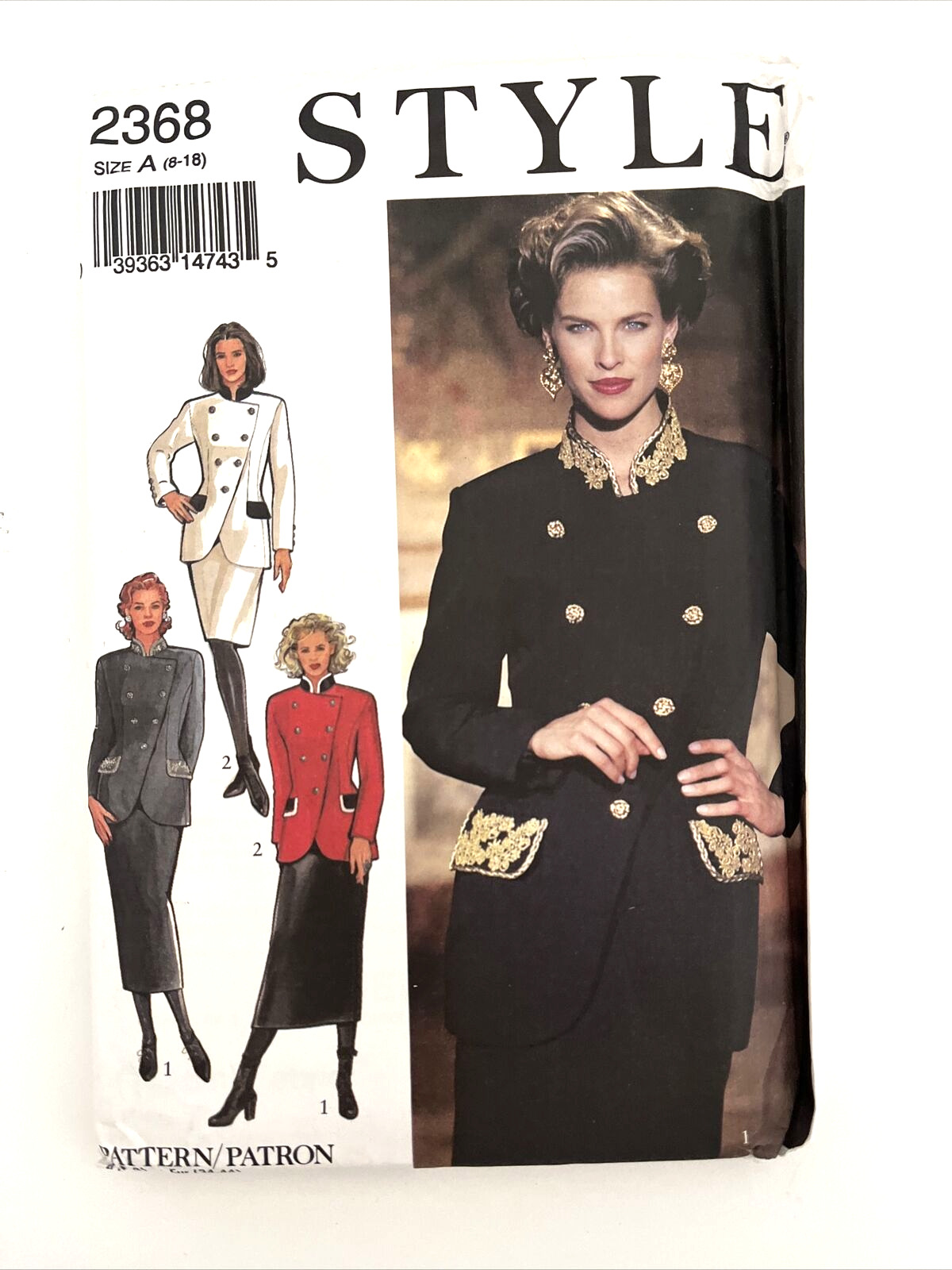 Style 2368 Asymmetrical Double Breasted Jacket Blazer Slim Skirt Sz 8-18 UNCUT