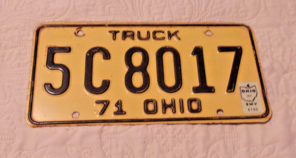 Vintage NEAR MINT 1971 Ohio TRUCK Plate