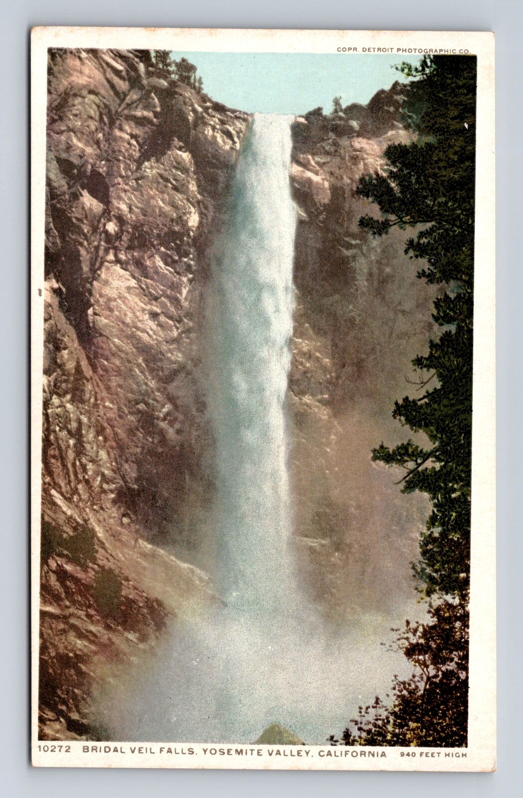 Yosemite National Park, Yosemite Valley, Bridal Veil Falls, Vintage Postcard