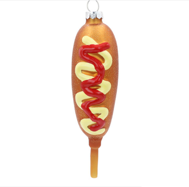 corn dog corndog ornament fast food foodie Glass