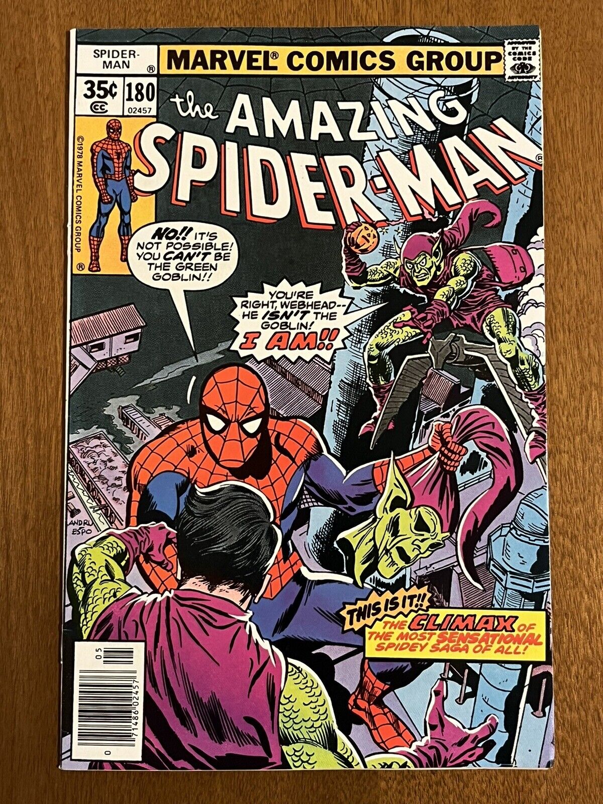 The Amazing Spider-Man #180/Bronze Age Marvel Comic Book/Green Goblin/VF