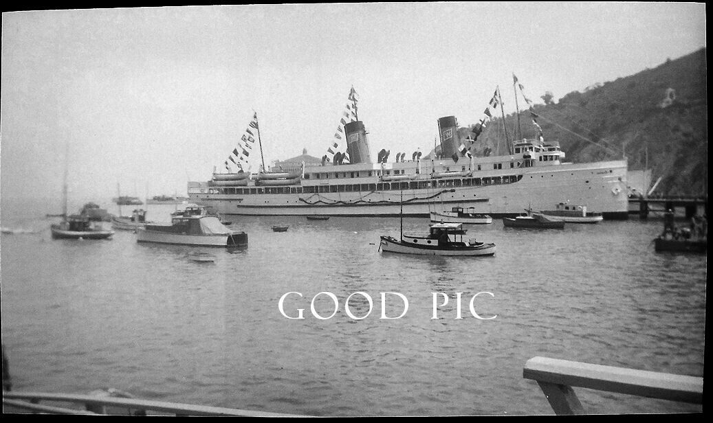 #JK - aa Vintage Amateur Photo Negative - Big Ship and Boats