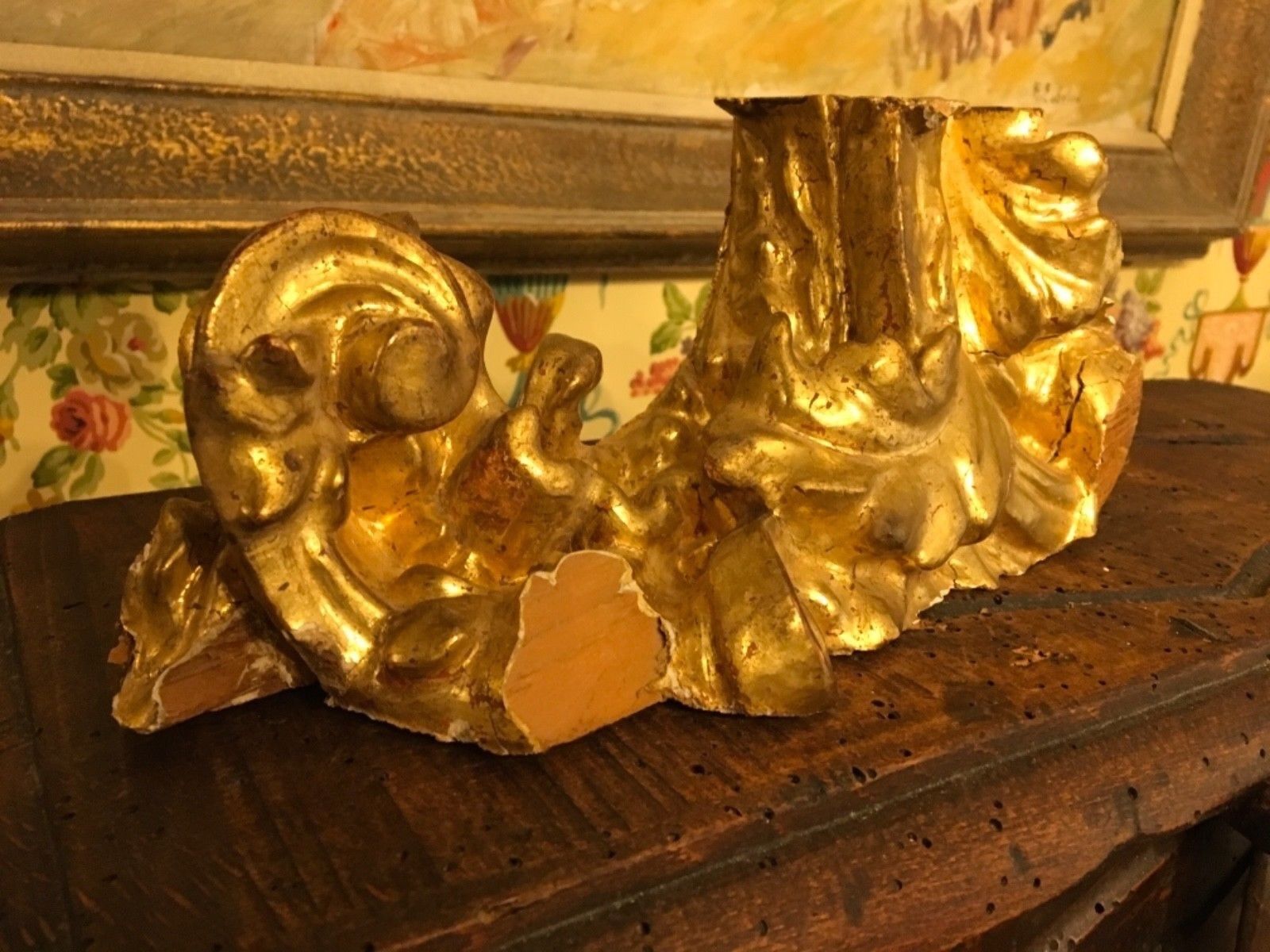 Spanish 1800s Baroque Filament Fragment Gold Gilt 10 1/2”