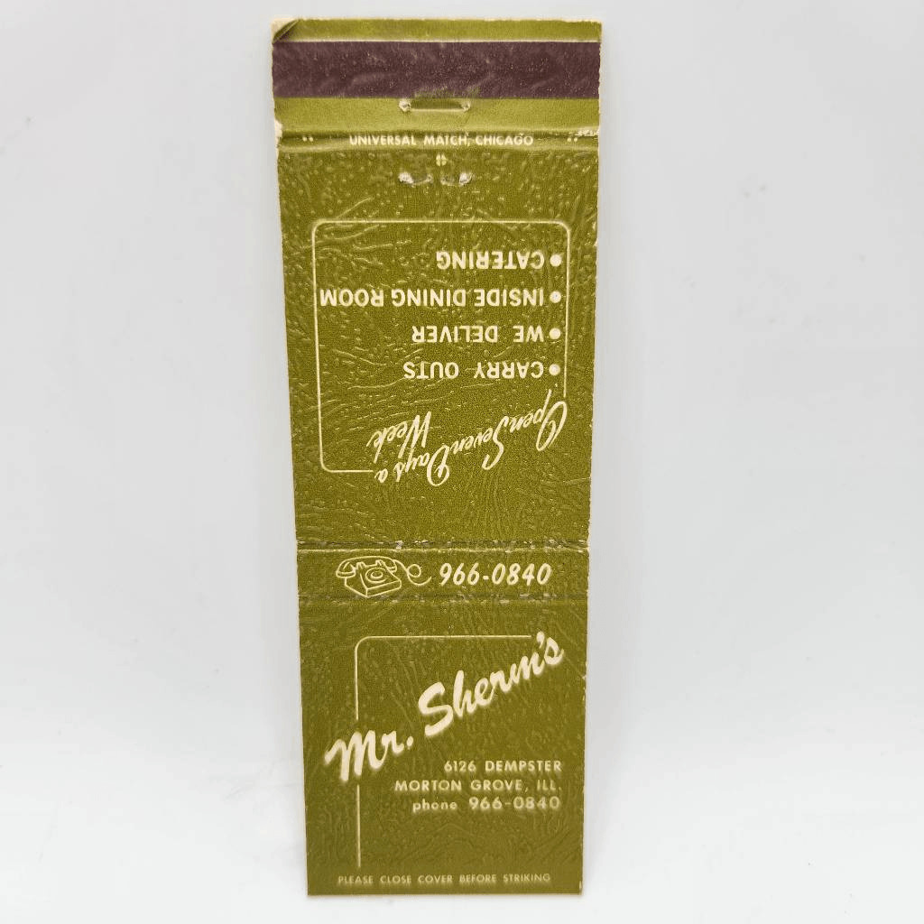Vintage Matchcover Mr. Sherm's Morton Grove Illinois