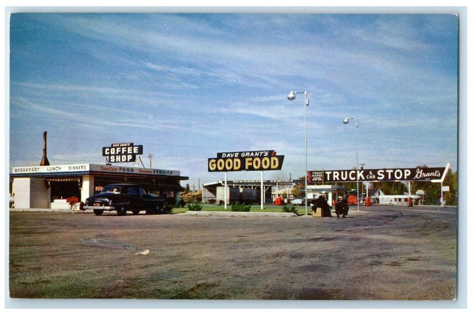 c1950\'s Grant\'s Truck & Car Stop Coffee Shop Dave Grants Boise Idaho ID Postcard