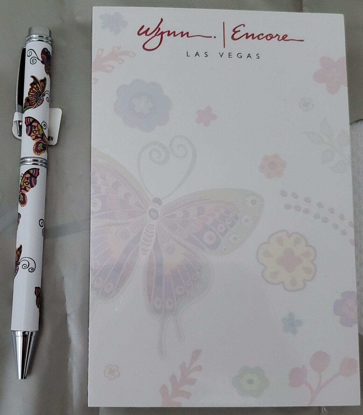 NEW Encore at Wynn Las Vegas - Butterfly Design Pen and Sealed Notepad
