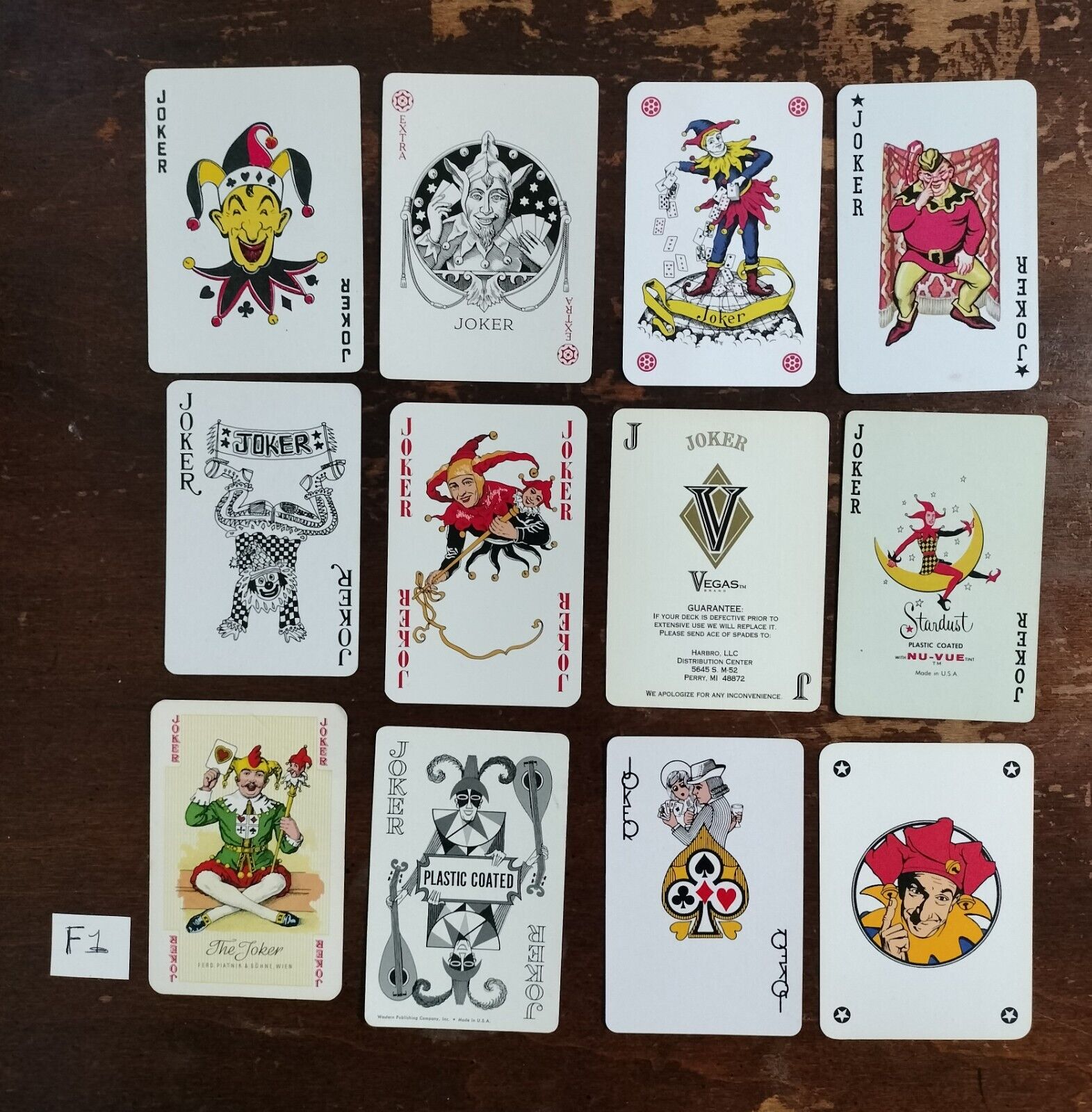Twelve Vintage Playing Cards Swap Cards JOKERS CLOWNS JESTERS All different F1
