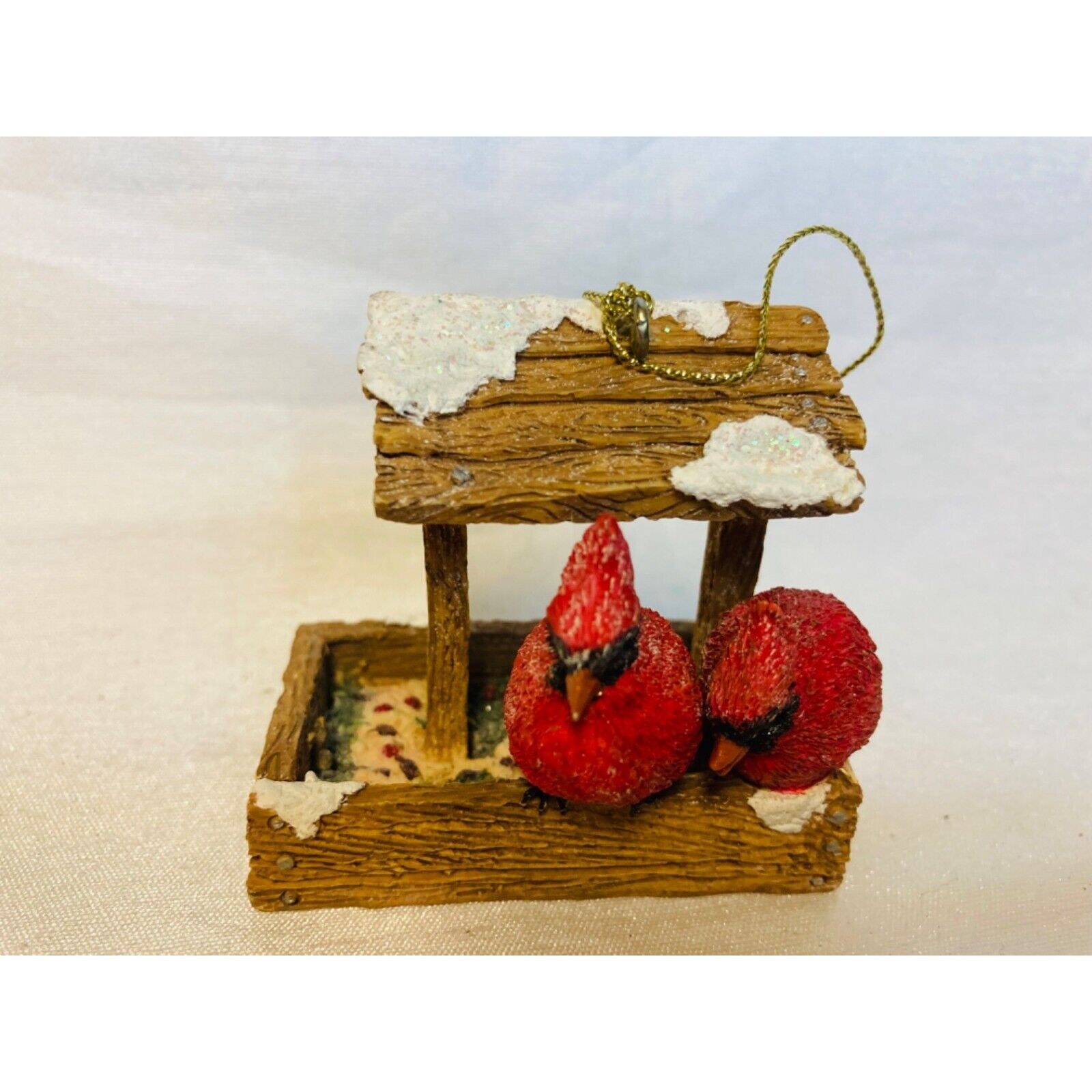 Red Cardinals Couple Cozy in Nest Ornaments