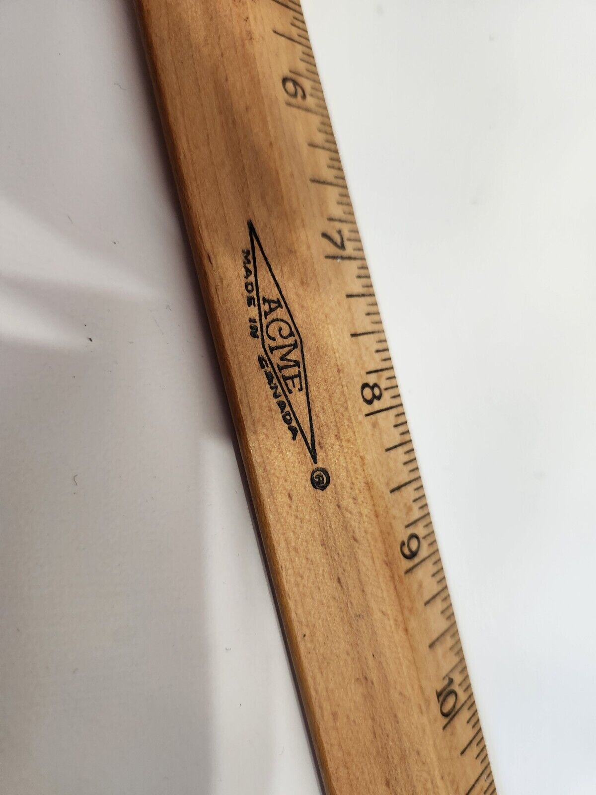 Vintage 1940\'s ACME wood Ruler Metal Edge 15\