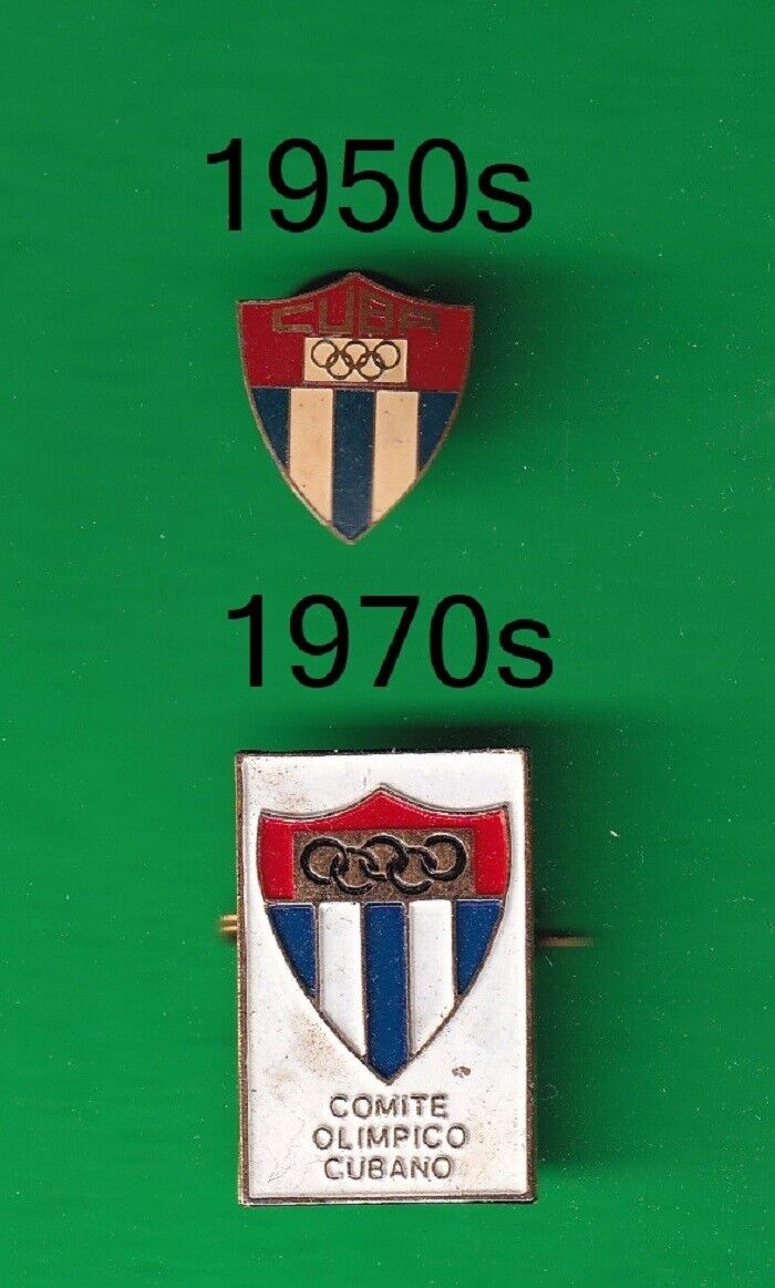 Cuba set of 2 olympic NOC pins, 1950s-1970s