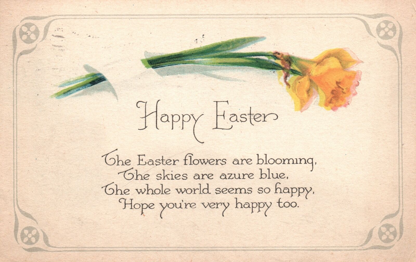 Vintage Postcard 1924 Happy Easter Flowers Are Blooming Greetings On Eastertide