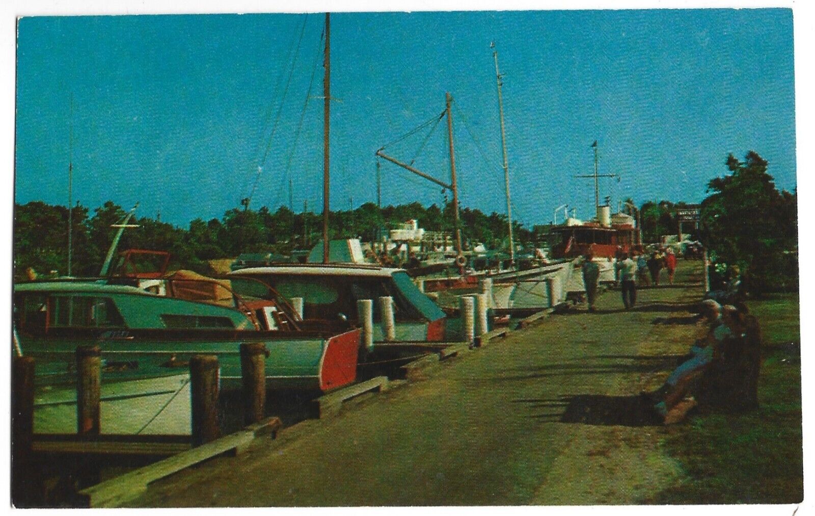 Postcard MA Boats At The Dock Hyannis Cape Cod Massachusetts Vintage