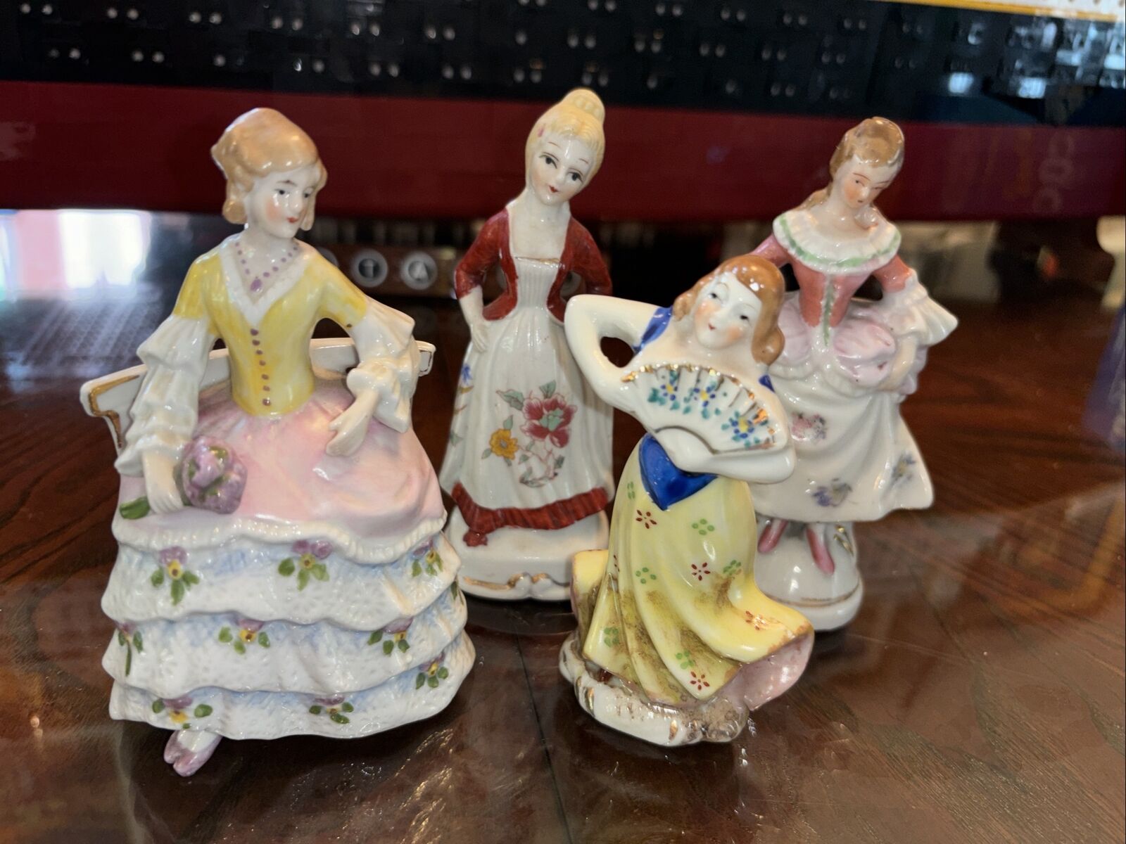 4 Vintage Porcelain Lady Figurines Up To 5” Germany Japan