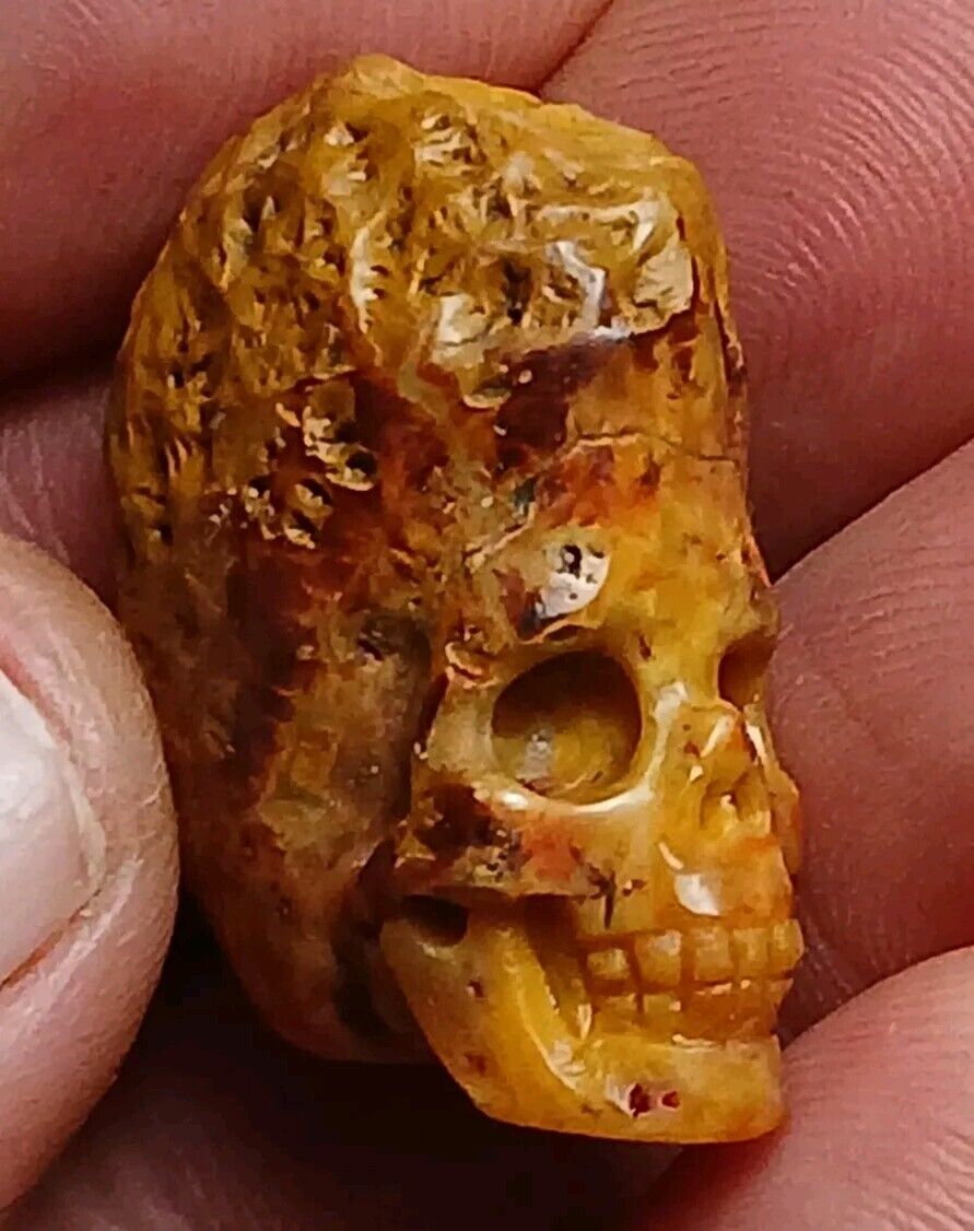 Gemstone 1.2 inch Mongolian Desert Agate Carved Crystal Skull 