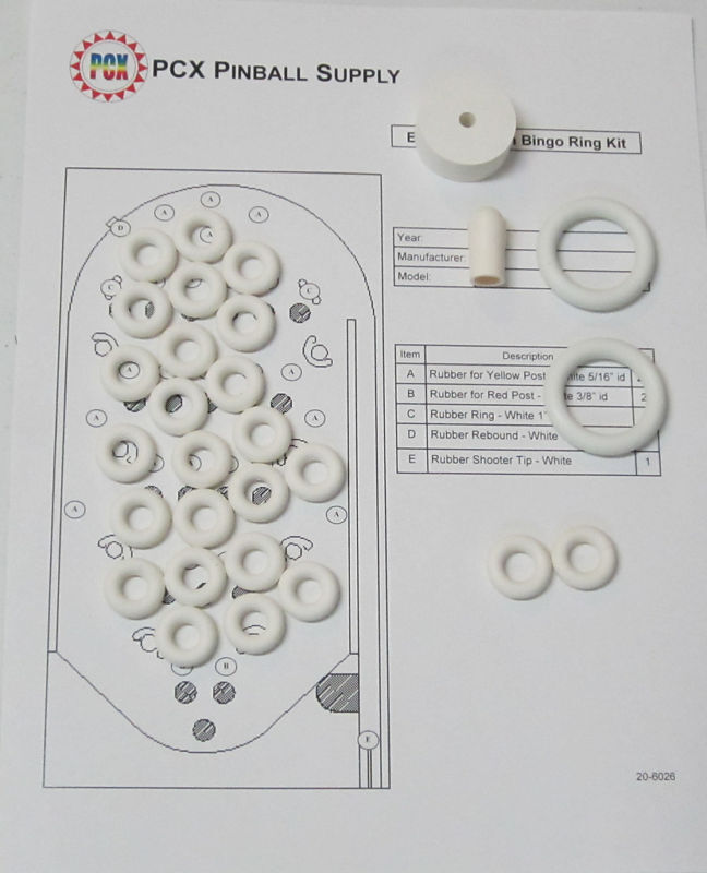 1974 Bally Tahiti Bingo Machine Rubber Ring Kit - White Rings