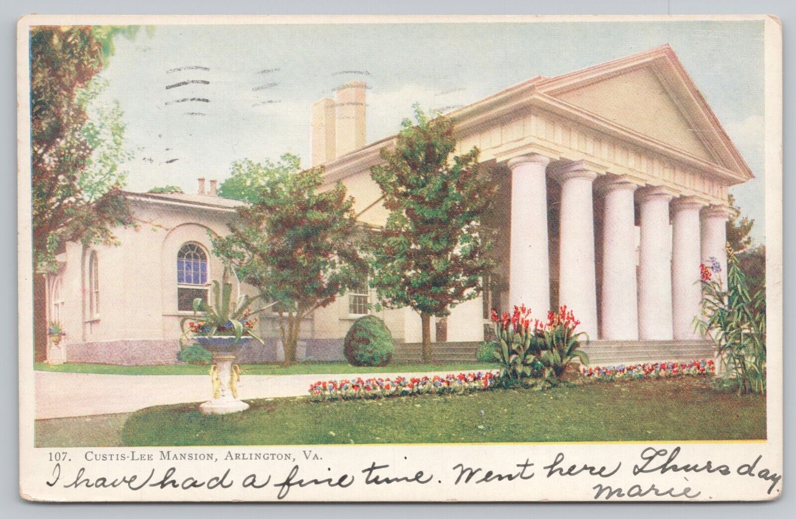Postcard Curtis Lee Mansion Arlington Virginia VA