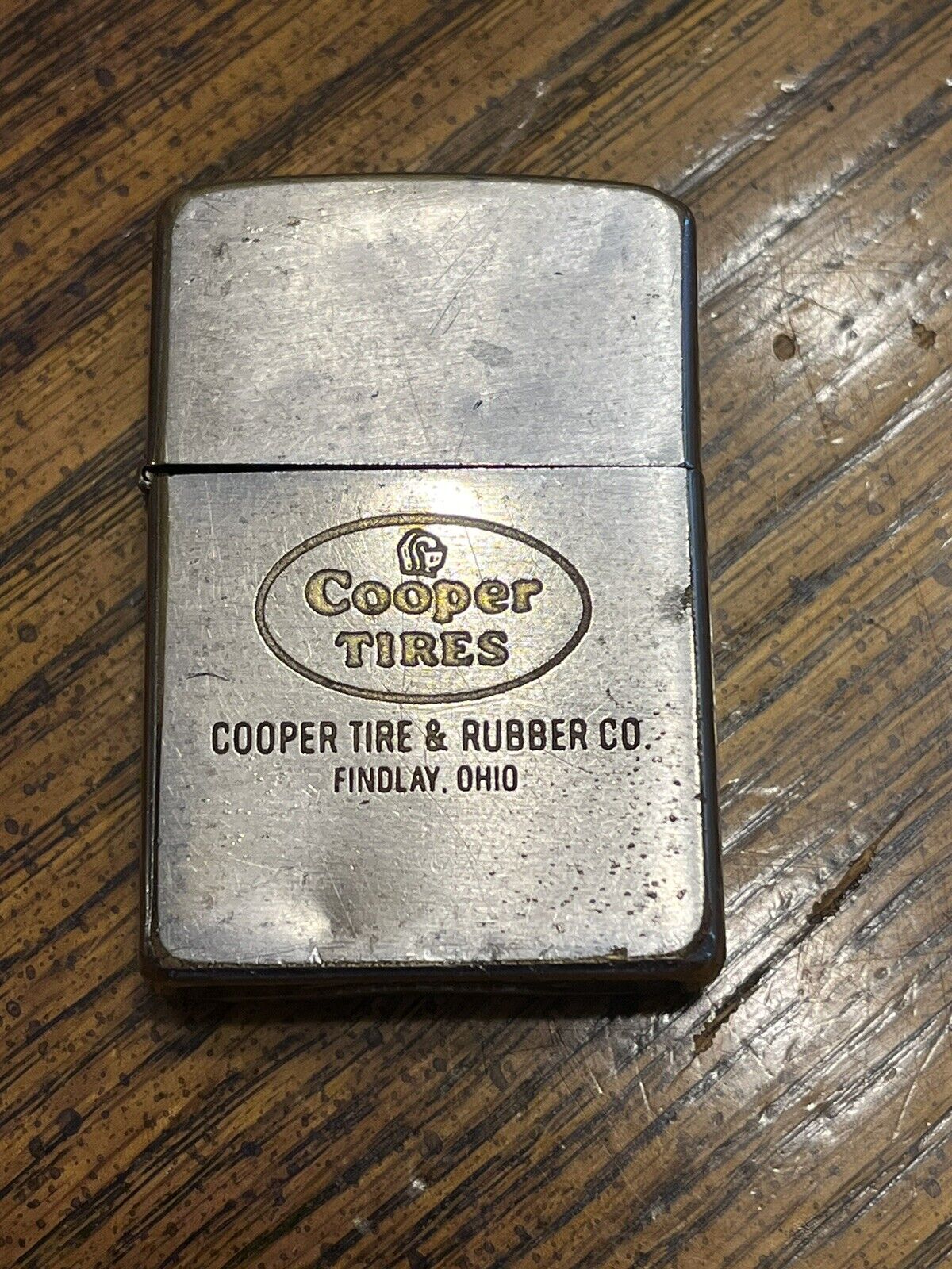 Vintage 1963 Polished Chrome Zippo Lighter Cooper Tires Advertising Findlay Ohio