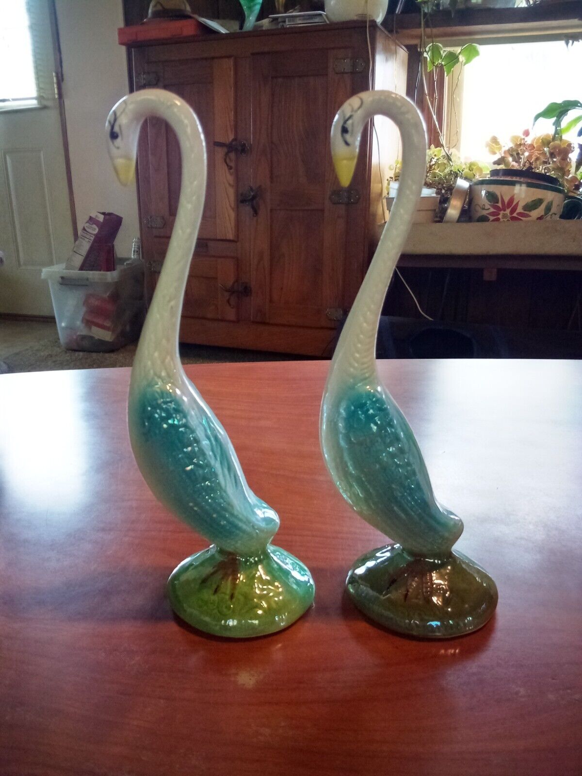Vintage Porcelain Crane/Swan/Egrit Sculptures. Beautiful. Mid Century