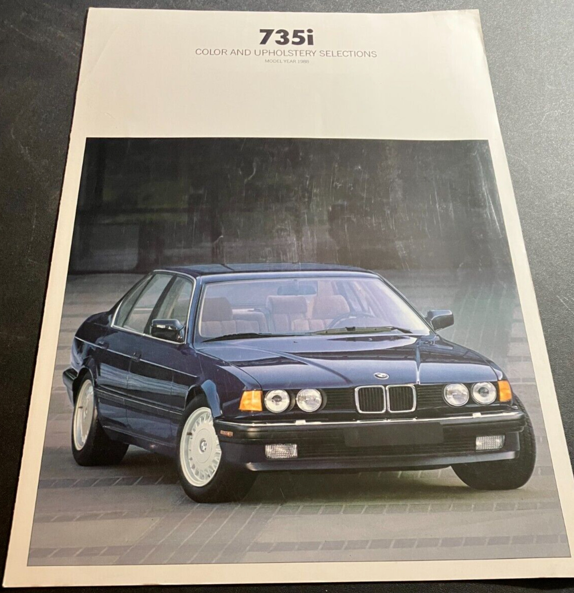 1988 BMW 735i - Vintage Original Foldout Color & Upholstery Sales Brochure Chart
