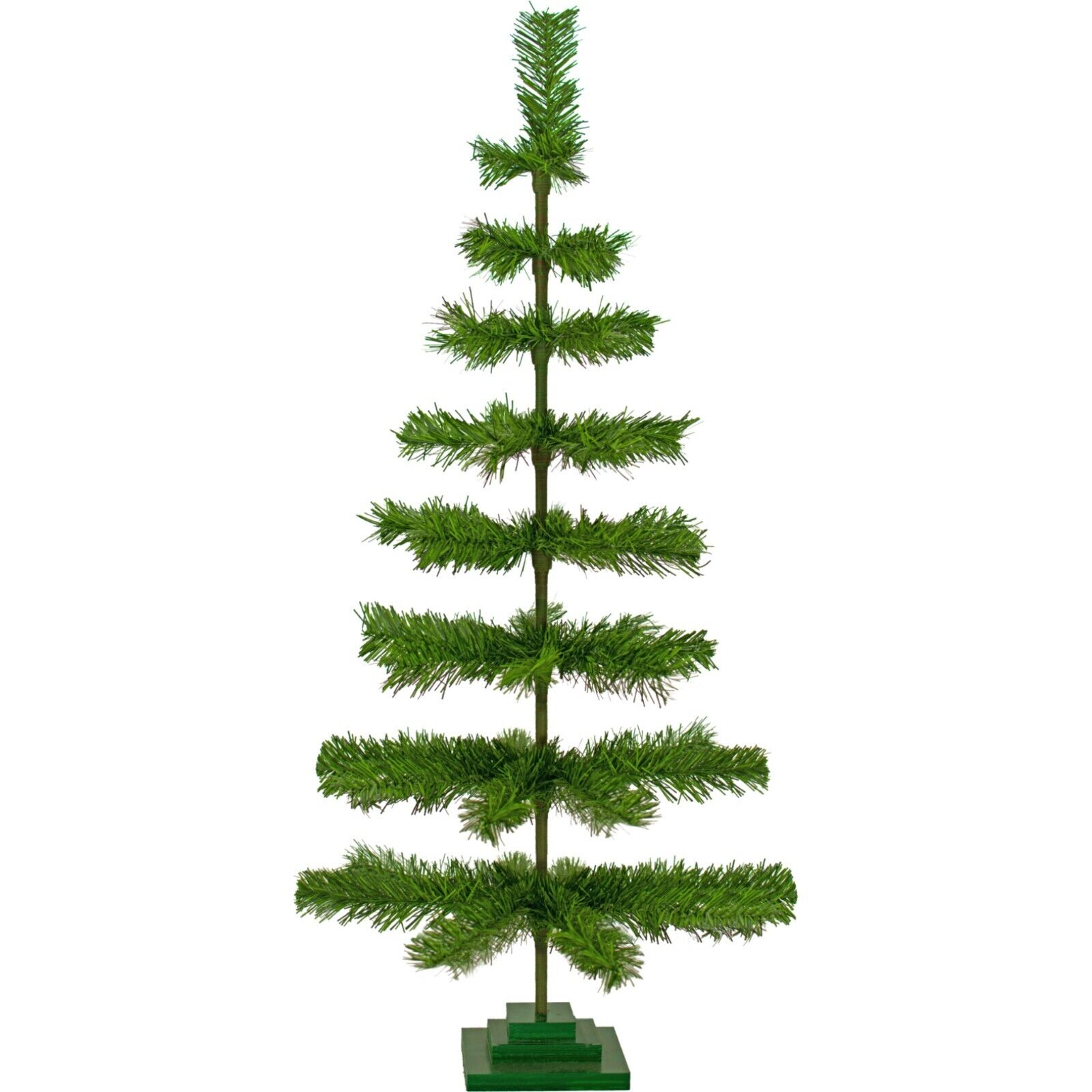 48'' Alpine Green Christmas Tree Tinsel Feather Style Holiday Tree 4FT Table-Top