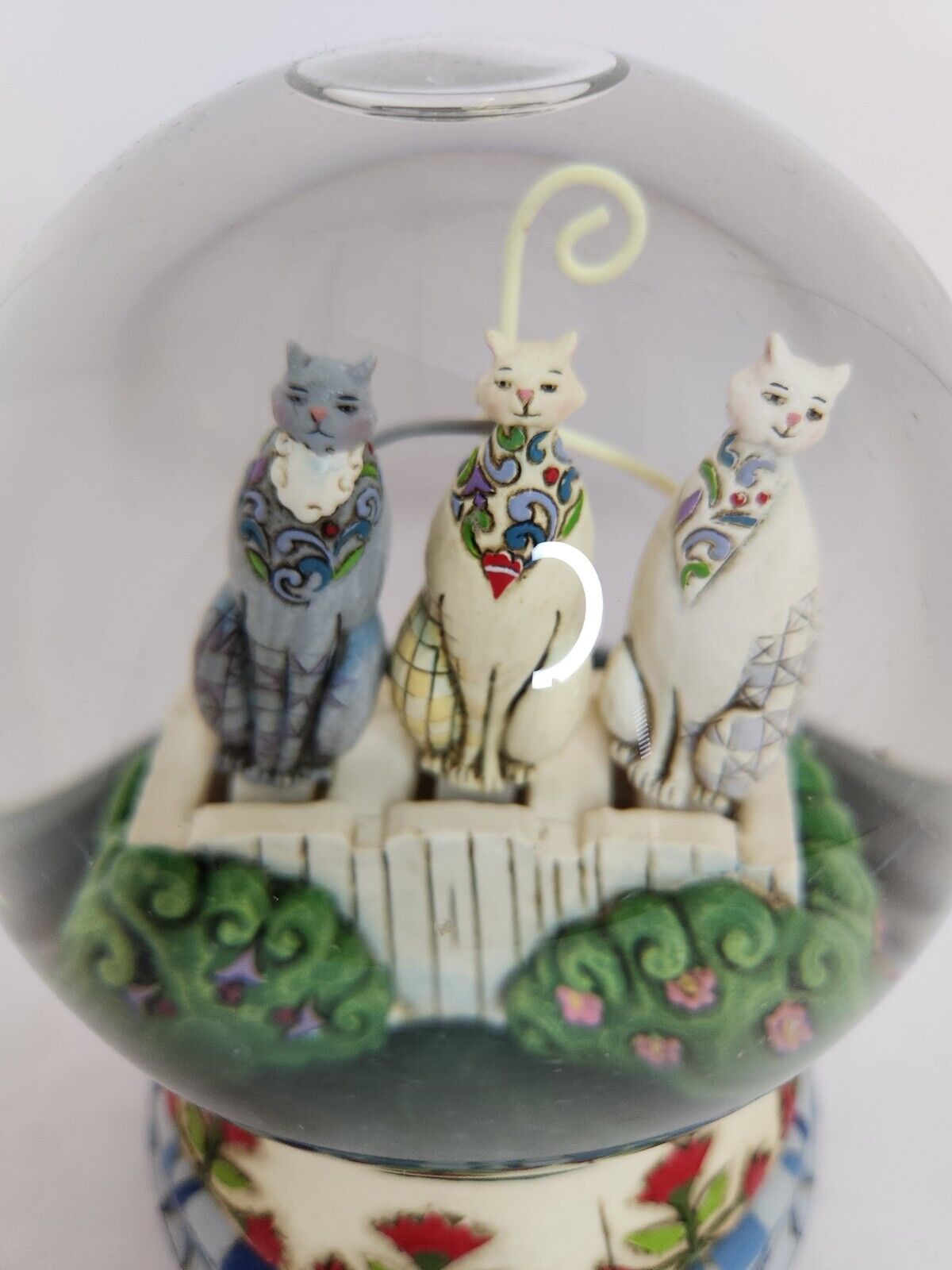 Jim Shore Kittens On The Fence Musical Water Globe \