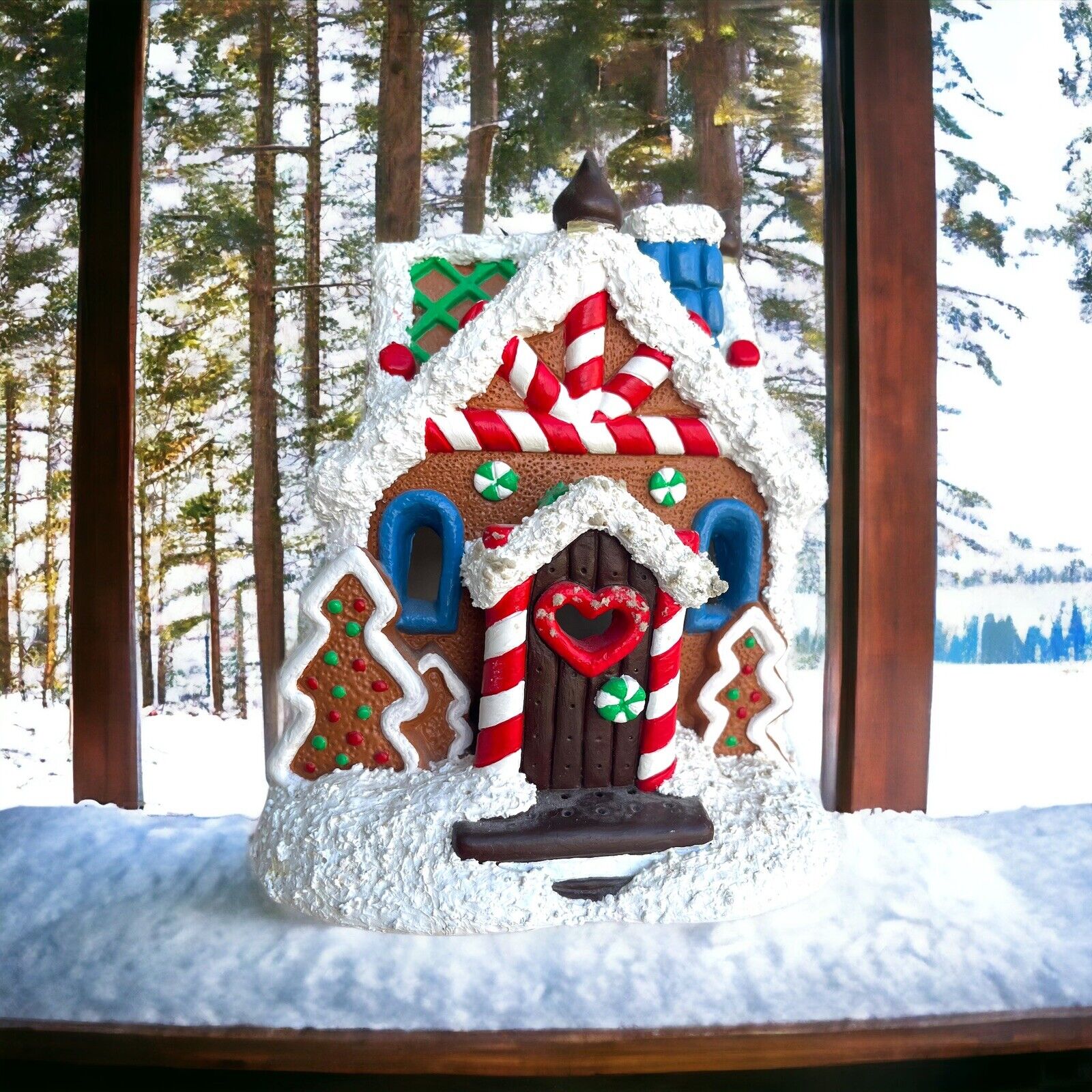 Gingerbread House Vintage Colorful Candy Ceramic Light Up Whimsical Christmas