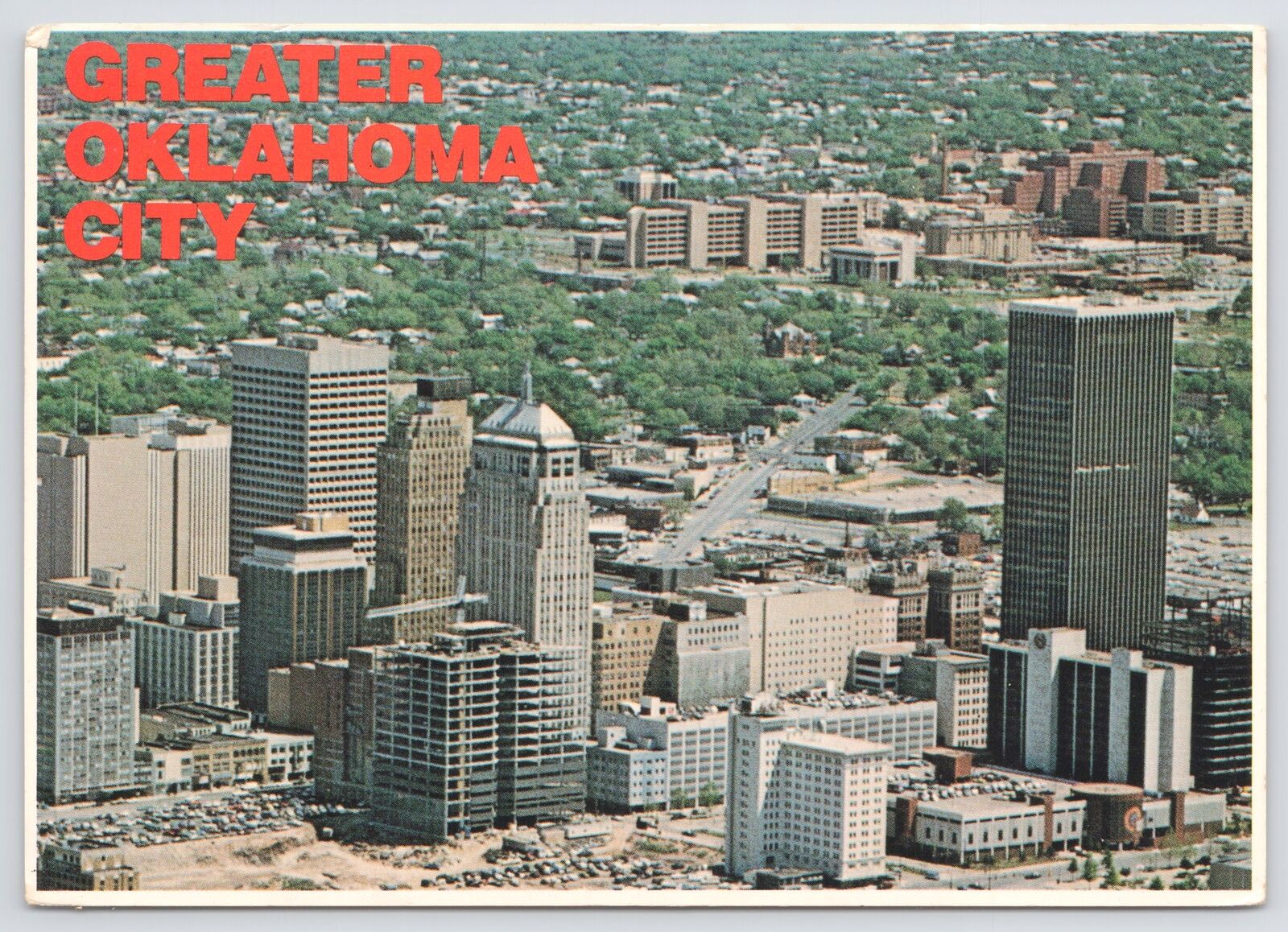 Oklahoma City Oklahoma~Skyline Birdseye View~Hospital~Continental Postcard