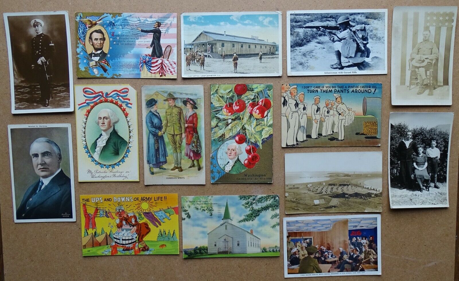Patriotic / Military Related - 15 old Postcards 