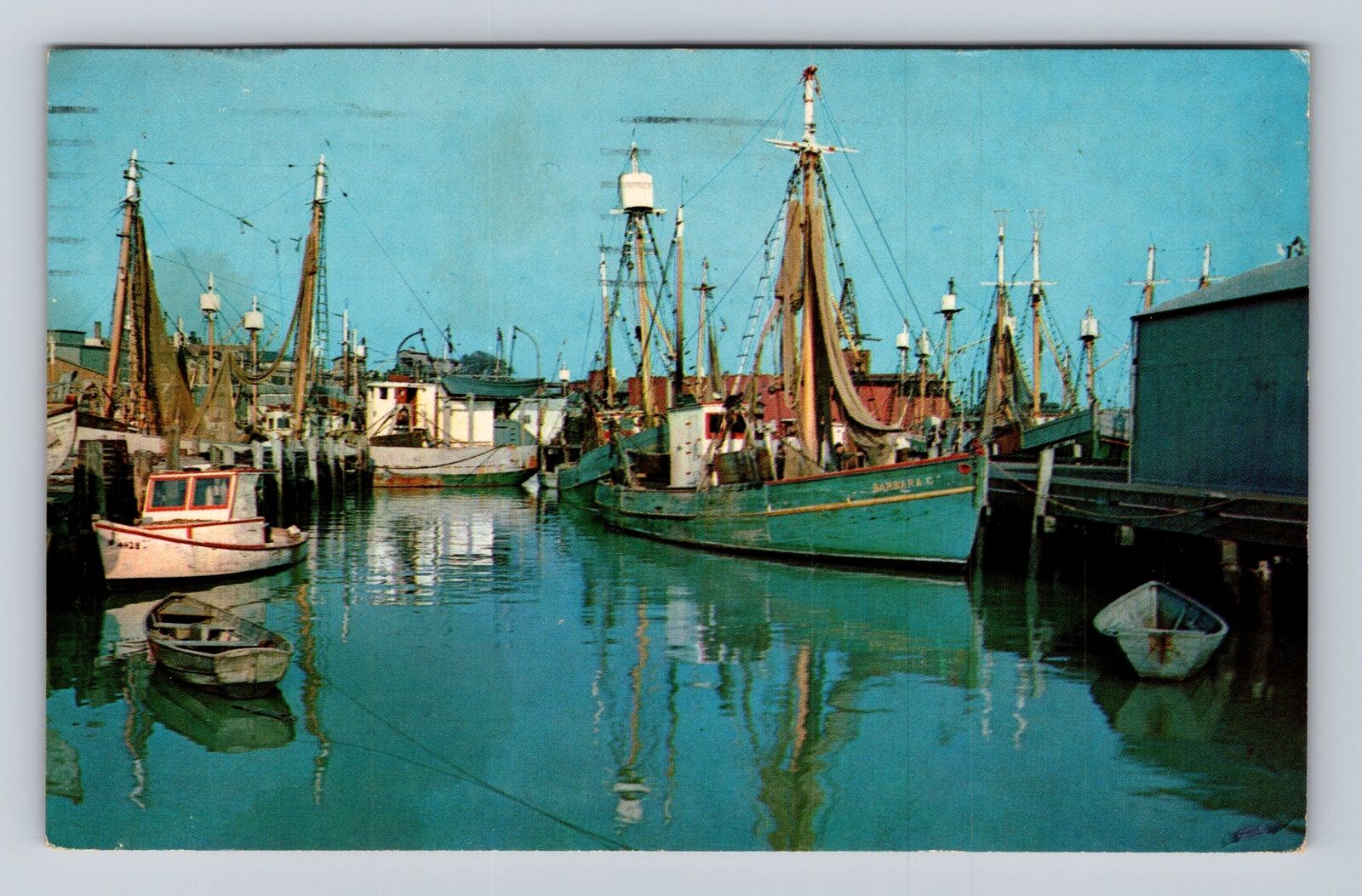 Gloucester MA-Massachusetts, Fishing Boats In Port, Vintage c1960 Postcard
