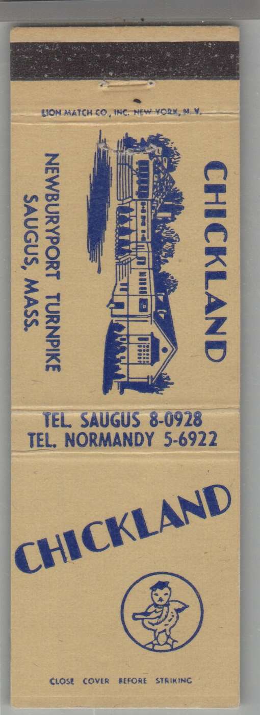 Matchbook Cover - Chicken Chickland Restaurant Saugus, MA