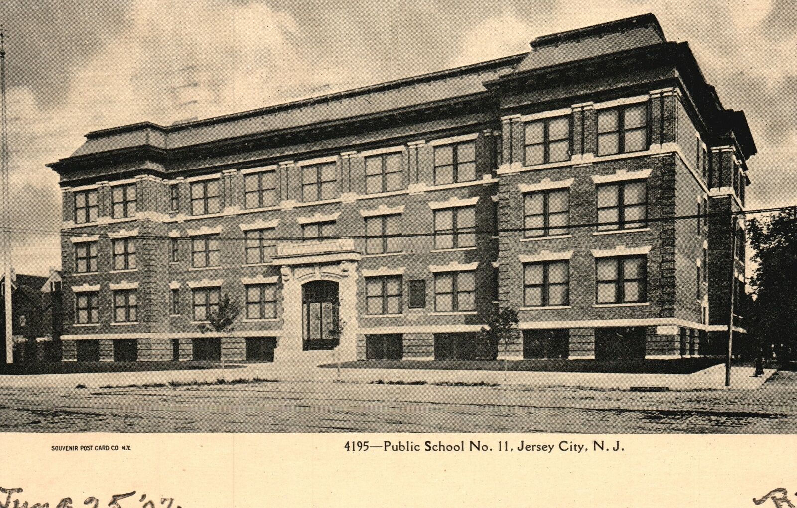 Vintage Postcard 1907 Public School No. 11 Building Jersey City New Jersey NJ
