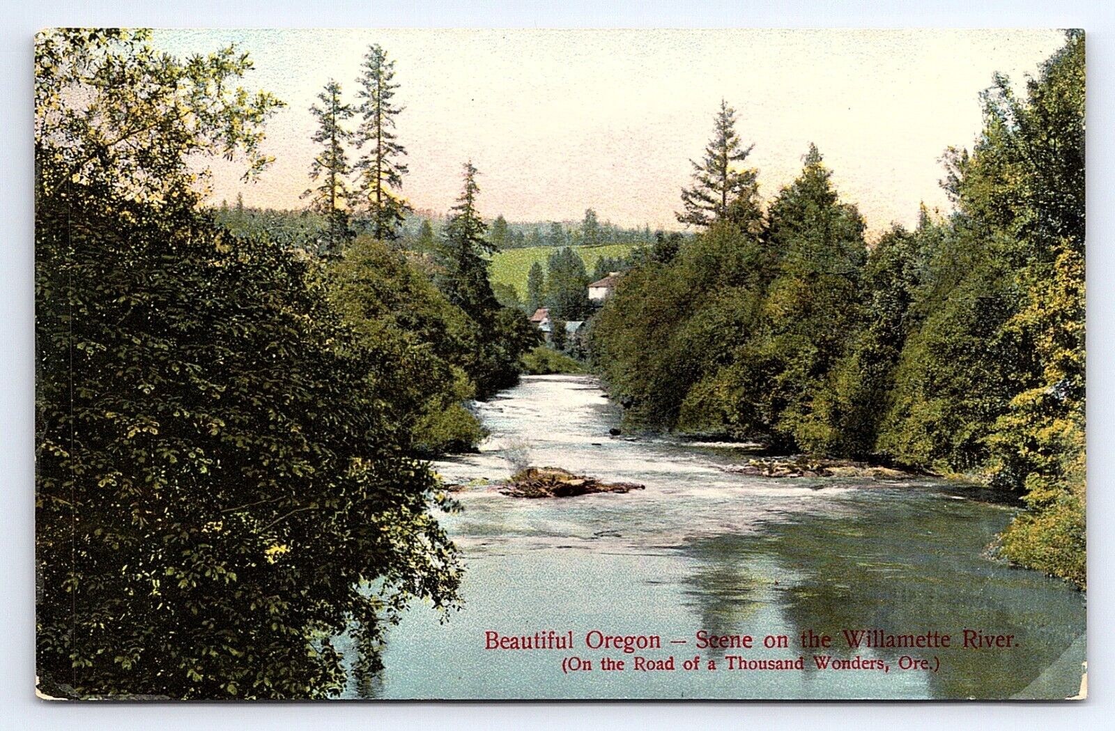 Postcard Oregon Scene on Willamette River Road Of A Thousand Wonders OR